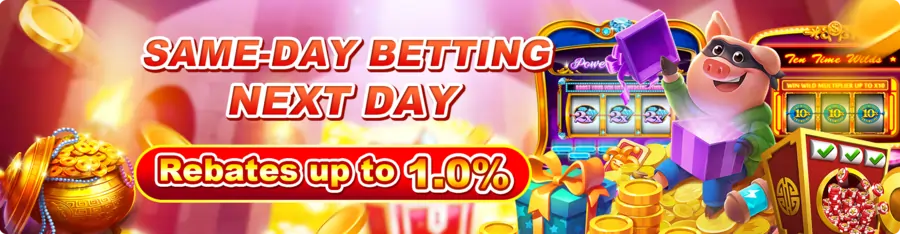 same date betting-rebate up to 1.0%